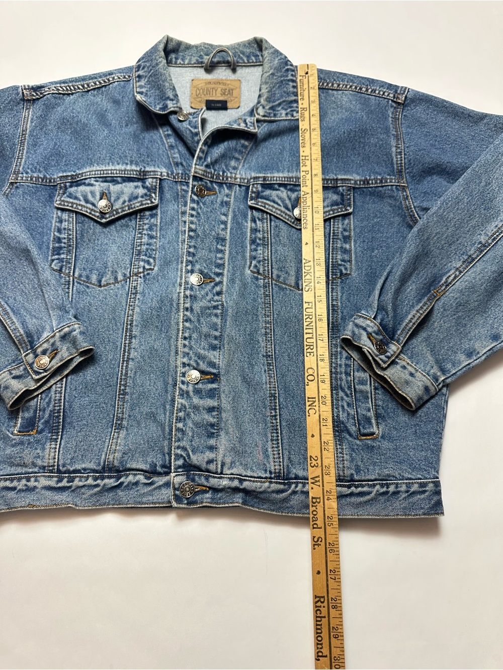 Vintage 90s County Seat Denim Trucker Jacket Made In Hong Kong 100% Cotton XL - Picture 4 of 9